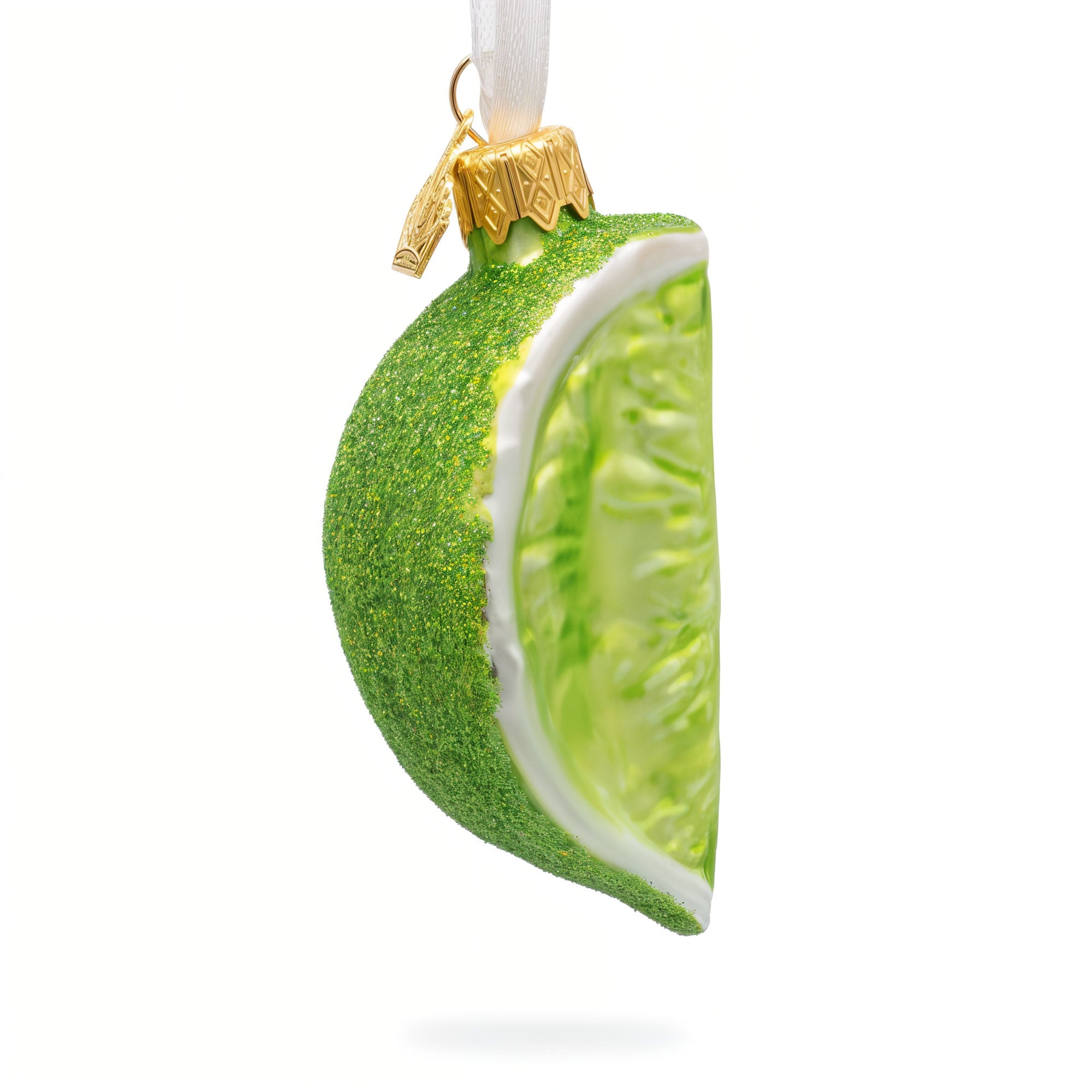 Lime Slice Glass Christmas Ornament in Green color Figurine