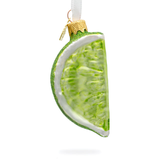 Lime Slice Glass Christmas Ornament in Green color,  shape