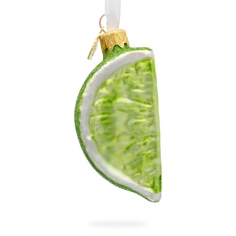 Glass Lime Slice Glass Christmas Ornament in Green color