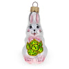 Glass Charming Bunny with Cabbage Glass Christmas Ornament in White color