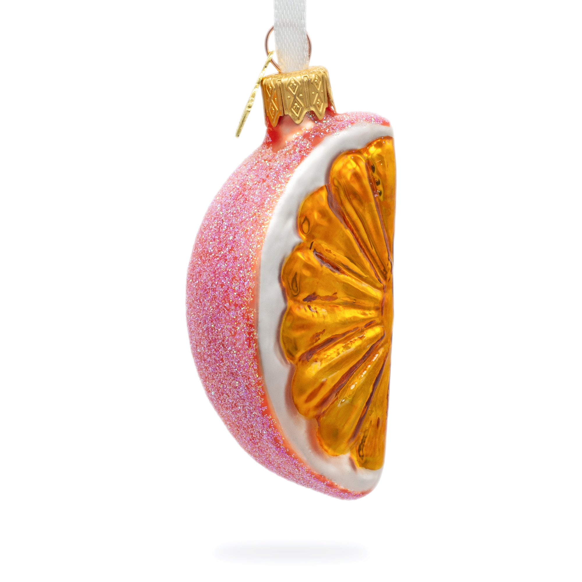 Orange Citrus Slice Glass Christmas Ornament in Orange color Figurine