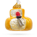 Gourmet Cheese Wheel Glass Christmas Ornament in Yellow color Figurine