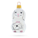 Glass Bunny with Letter Glass Ornaments in White color