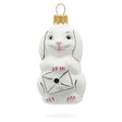 Bunny with Letter Glass Ornaments in White color,  shape