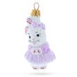 Bunny Girl in Dress Glass Christmas Ornament in White color,  shape