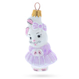 Bunny Girl in Dress Glass Christmas Ornament in White color,  shape