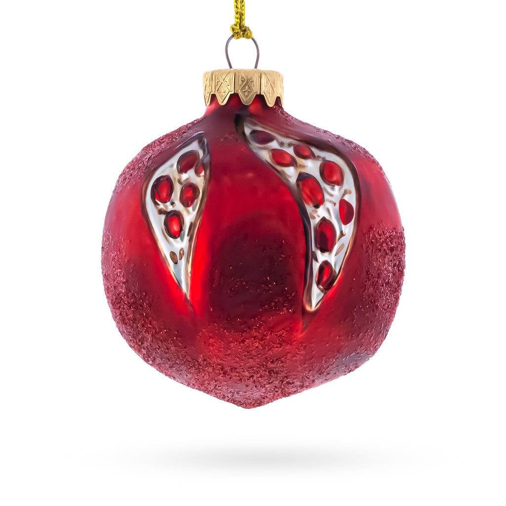 Pomegranate Glass Christmas Ornament in Red color Round