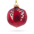 Pomegranate with Cut Open Seed Details Glass Christmas Ornament in Red color Round