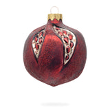Pomegranate Glass Christmas Ornament in Red color, Round shape