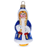 Snegurochka the Snow Maiden Glass Christmas Ornament in Blue color