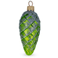 Green Pinecone with Silver Glitter Glass Christmas Ornament in Green color Figurine