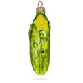 Cucumber with Vine and Star Blossom Glass Christmas Ornament in Green color Figurine