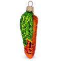 Orange Carrot with Glitter Leaves Glass Christmas Ornament in Orange color Figurine