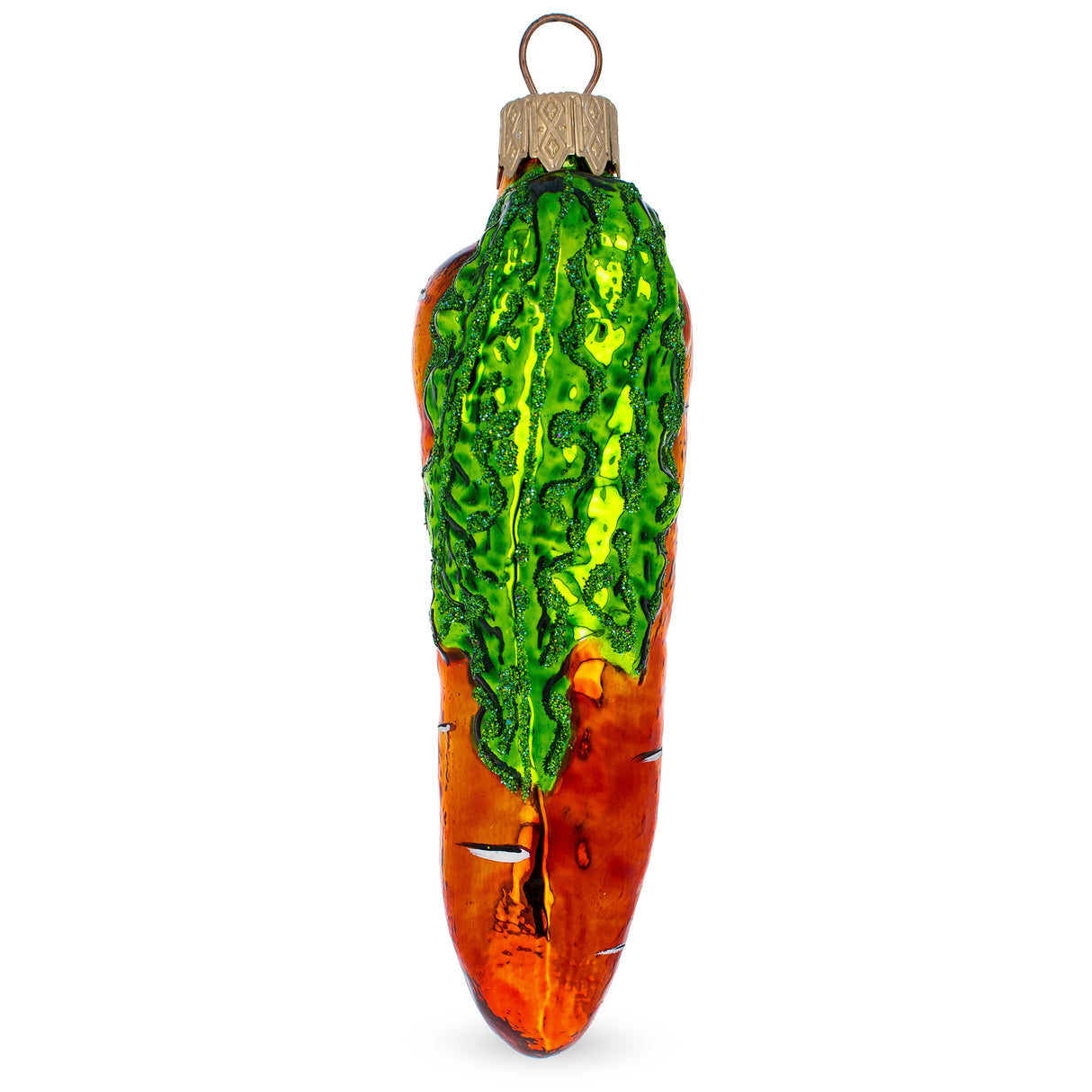 Shiny Carrot Glass Christmas Ornament in Red color,  shape