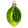 Lime with Shiny Leaf Glass Christmas Ornament in Green color, Oval shape