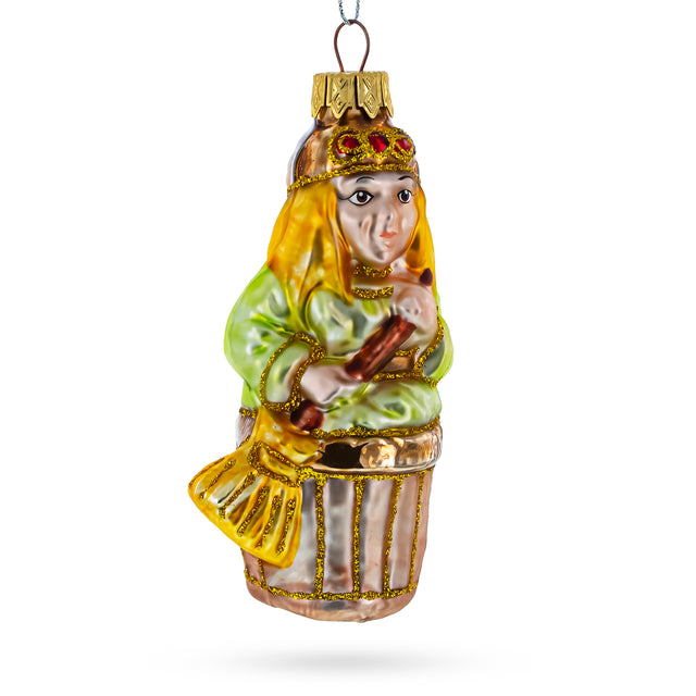 Baba Yaga Folk Tale Character Glass Christmas Ornament in Multi color,  shape
