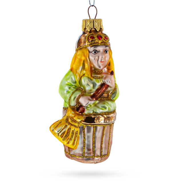 Baba Yaga Folk Tale Character Glass Christmas Ornament in Multi color