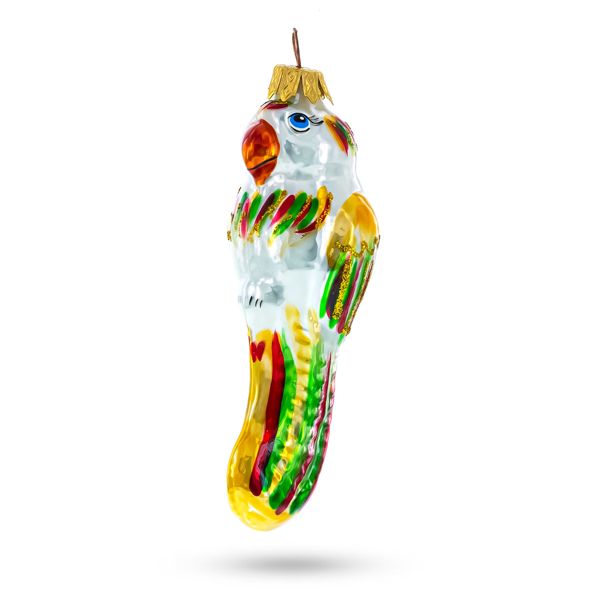 Vibrant Multicolored Parrot Glass Christmas Ornament in Multi color,  shape