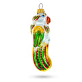 Rainbow-Tailed Parrot Glass Christmas Ornament in Multi color Figurine