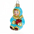 Toddler Boy in Blue Glass Christmas Ornament in Blue color