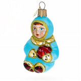 Toddler Boy in Blue Glass Christmas Ornament in Blue color