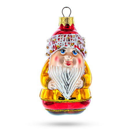 Charming Gnome Glass Christmas Ornament in  color