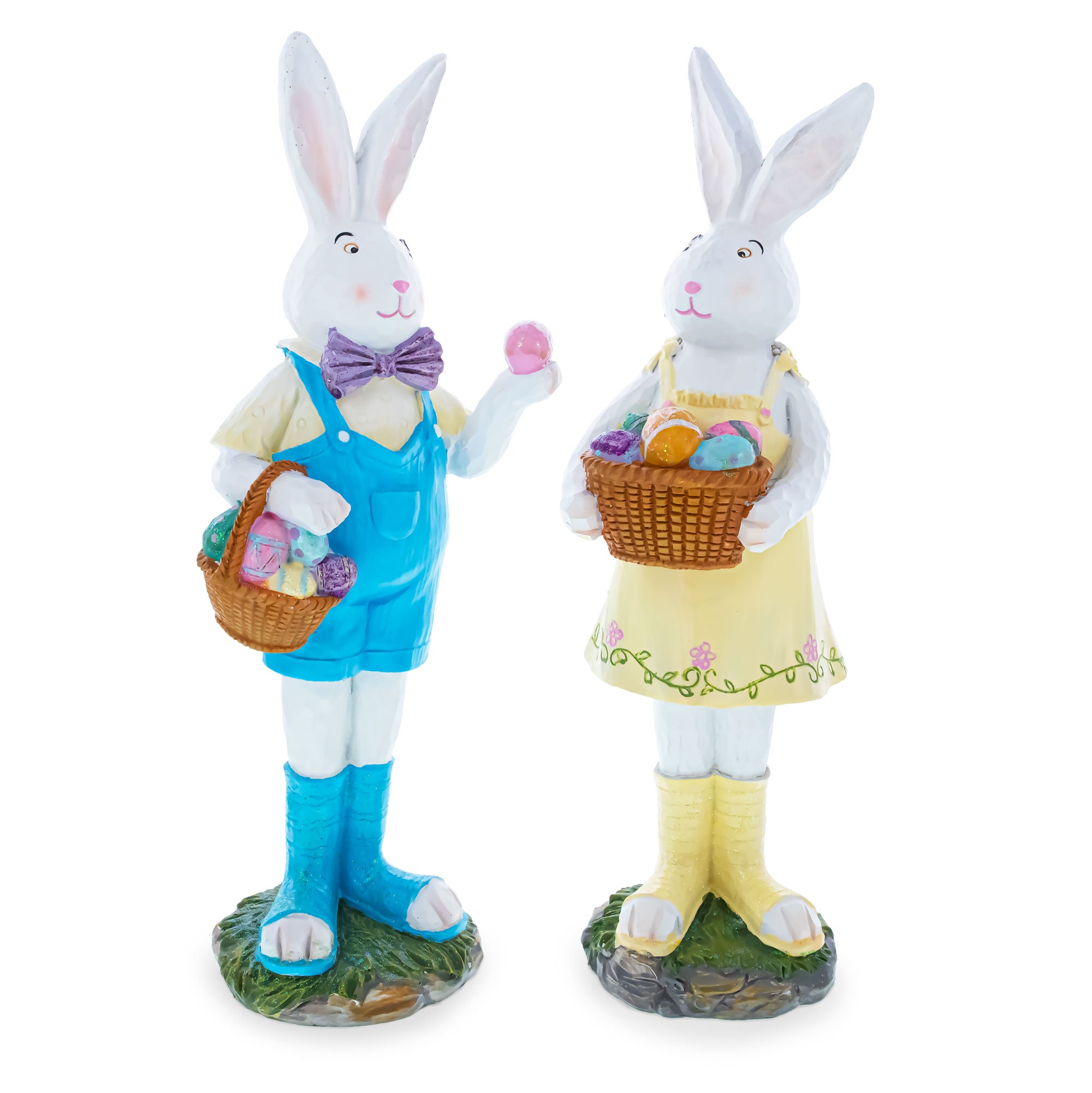 BestPysanky online gift shop sells Hand-painted Easter bunny figurines Resin bunny collectibles Artisan Easter bunnies Spring figurine set Easter table centerpiece