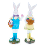 Enchanted Meadow Bunnies Hand-Painted Resin Centerpiece Figurine Set 12 Inches in Multi color