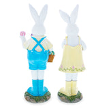 Resin Enchanted Meadow Bunnies Hand-Painted Resin Centerpiece Figurine Set 12 Inches in Multi color