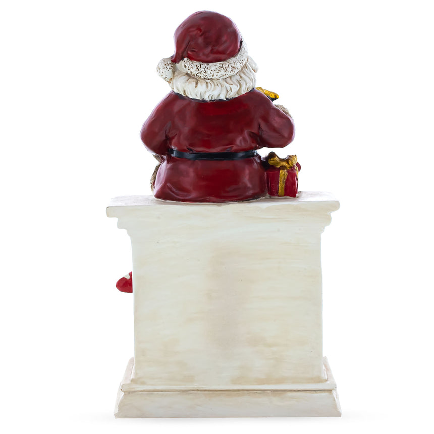 Shop Santa Sitting on a Fireplace LED Lights Figurine 7.75 Inches. Buy Christmas Decor Figurines Santa AL Red   for Sale by Online Gift Shop BestPysanky Santa Claus figurine decoration