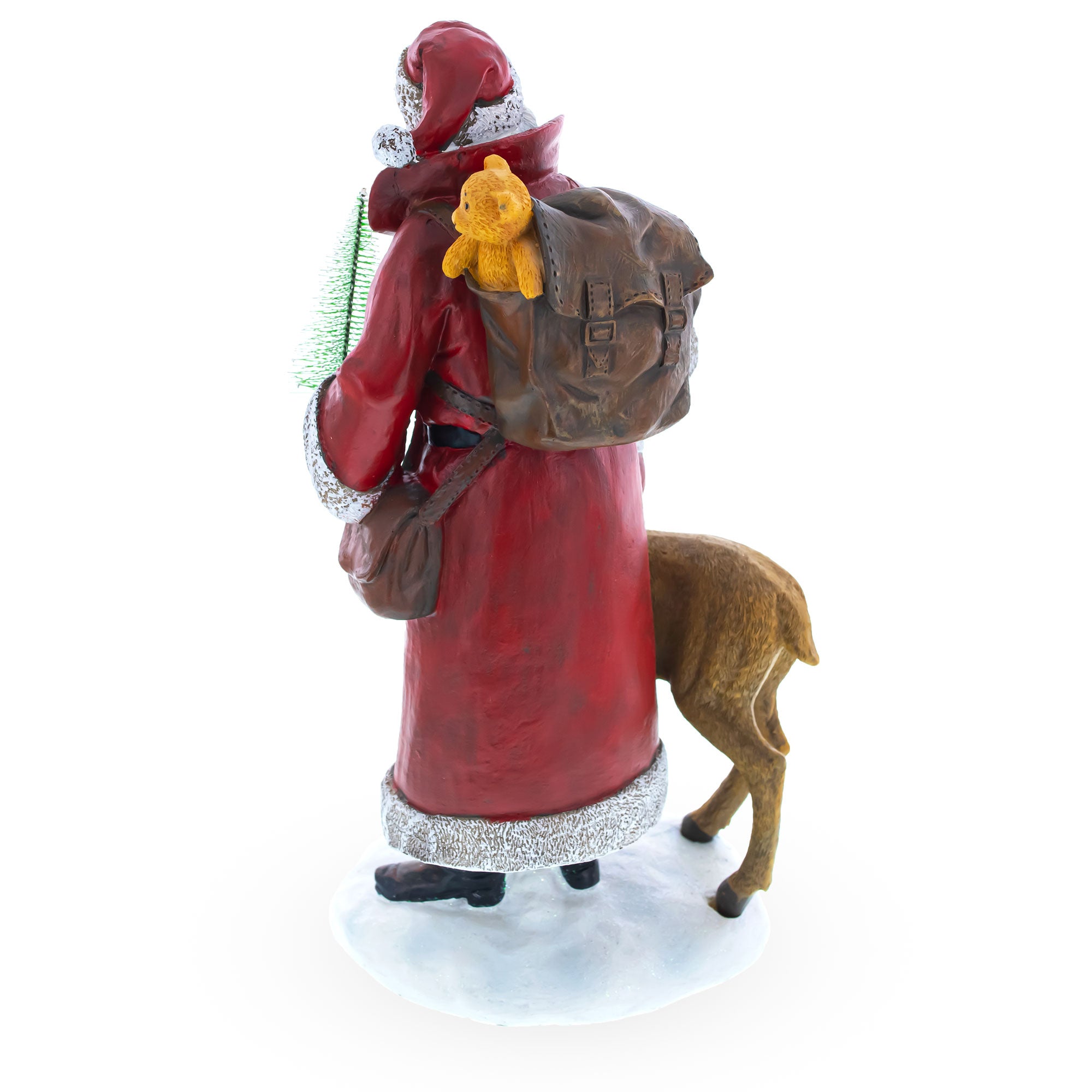 Shop Santa Holding Christmas Tree and Bell by Reindeer Figurine 12 Inches. Buy Christmas Decor Figurines Santa AL Red   for Sale by Online Gift Shop BestPysanky Santa Claus figurine decoration