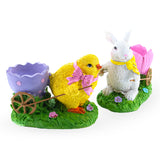 Springtime Symphony Hand-Painted Egg Holder Figurines 5 Inches , dimensions in inches: 5.1 x 5 x 7.64