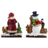 Set of 2 Santa and Snowman Candle Holders 6 Inches ,dimensions in inches: 6 x 12.35 x 7.87