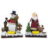 Resin Set of 2 Santa and Snowman Candle Holders 6 Inches in Red color