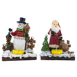 Set of 2 Santa and Snowman Candle Holders 6 Inches in Red color
