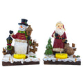 Set of 2 Santa and Snowman Candle Holders 6 Inches in Red color