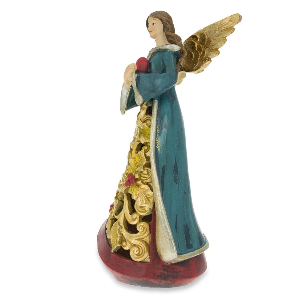Guardian Angel Holding a Red Heart LED Lights Figurine 11.5 Inches ,dimensions in inches: 11.5 x 13.44 x 9.25