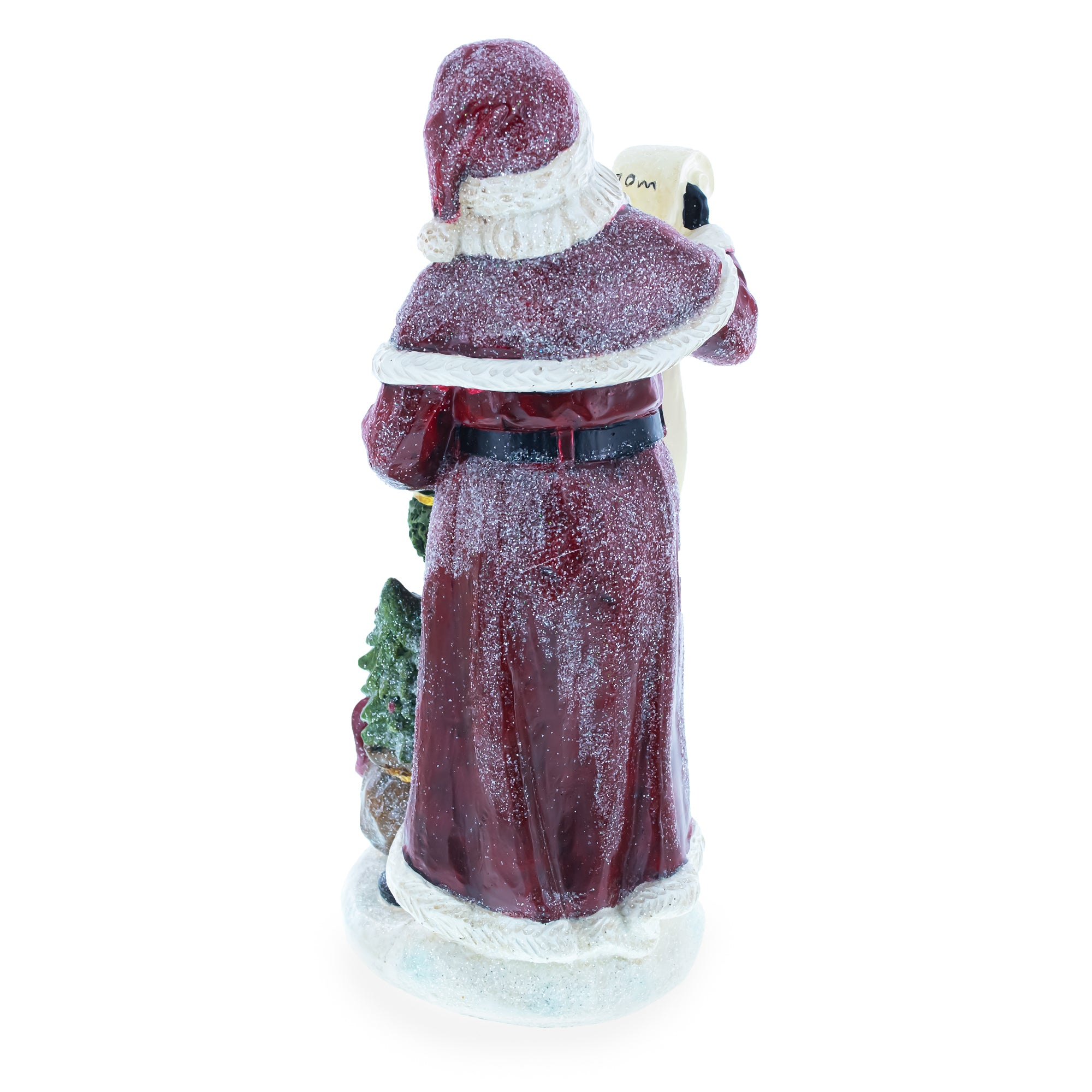 Santa Reading the Christmas Gifts List Figurine 11.5 InchesChina , dimensions in inches: 11.5 x 13.67 x 7.92