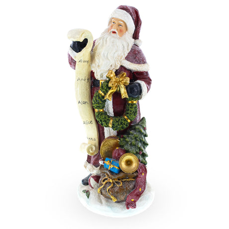 Santa Reading the Christmas Gifts List Figurine 11.5 Inches in Red color,  shape