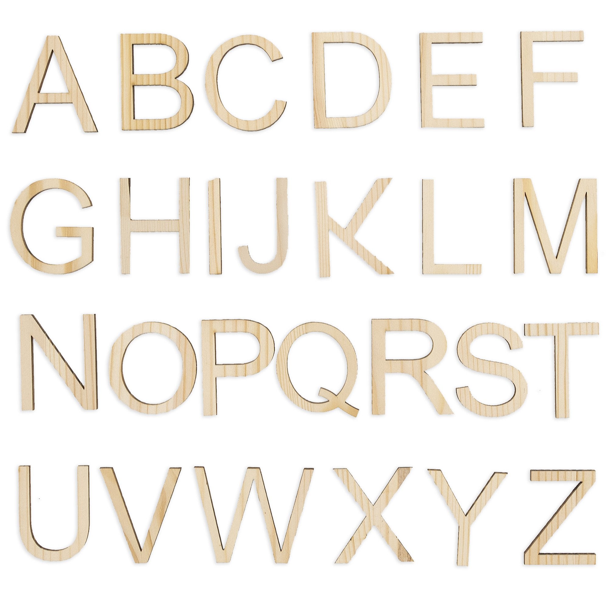 Set of 26 Unfinished Wooden Letters (1.75 Inches) in Beige color