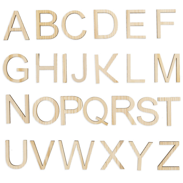 Set of 26 Unfinished Wooden Letters (1.75 Inches) in  color
