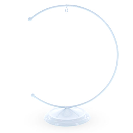 Elegant C-Shape White Metal Dimensional Solid Base Ornament Display Stand 5.9 Inches in White color,  shape