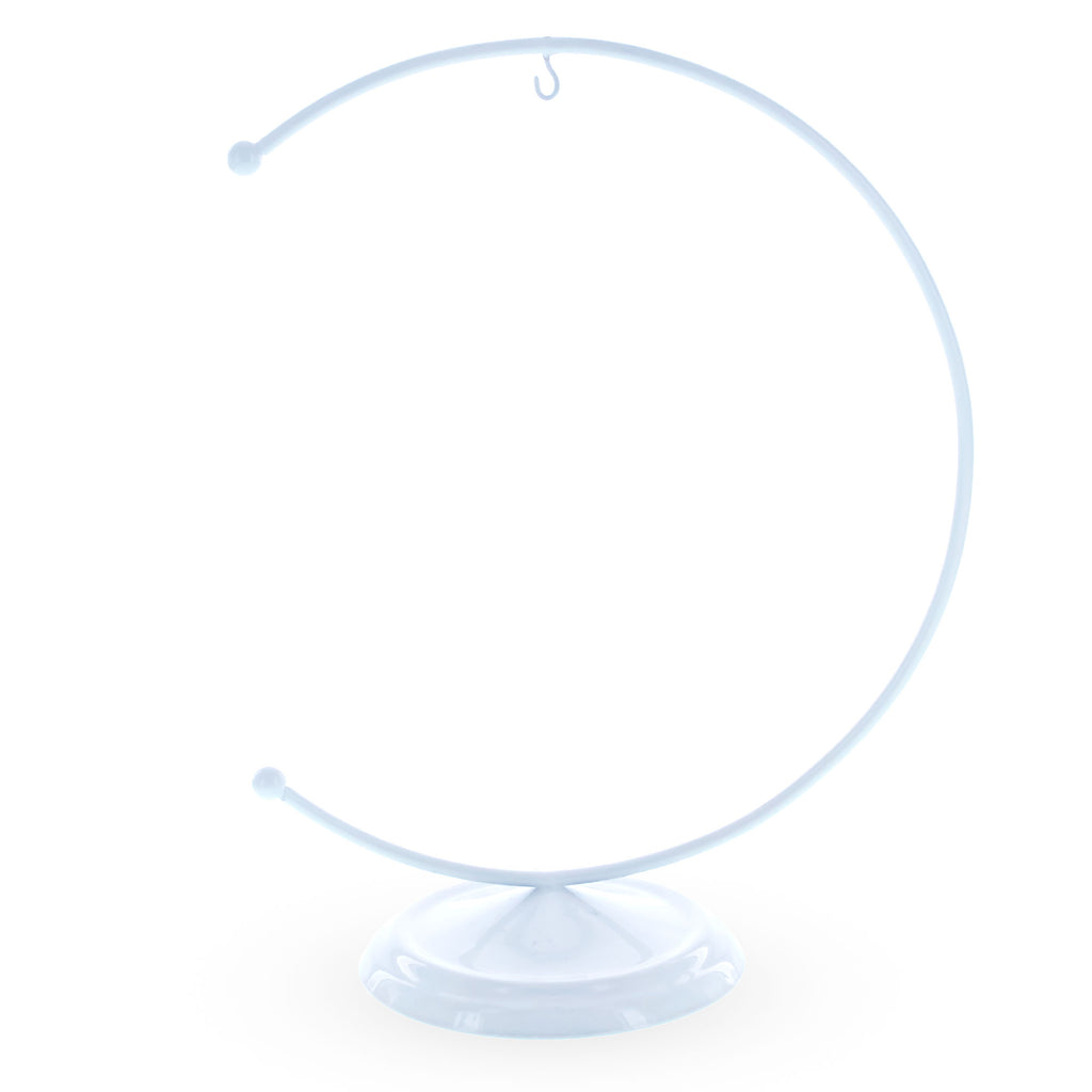 Crescent Moon White Painted Metal Ornament Display Stand 8.8 Inches (Poland) in White color