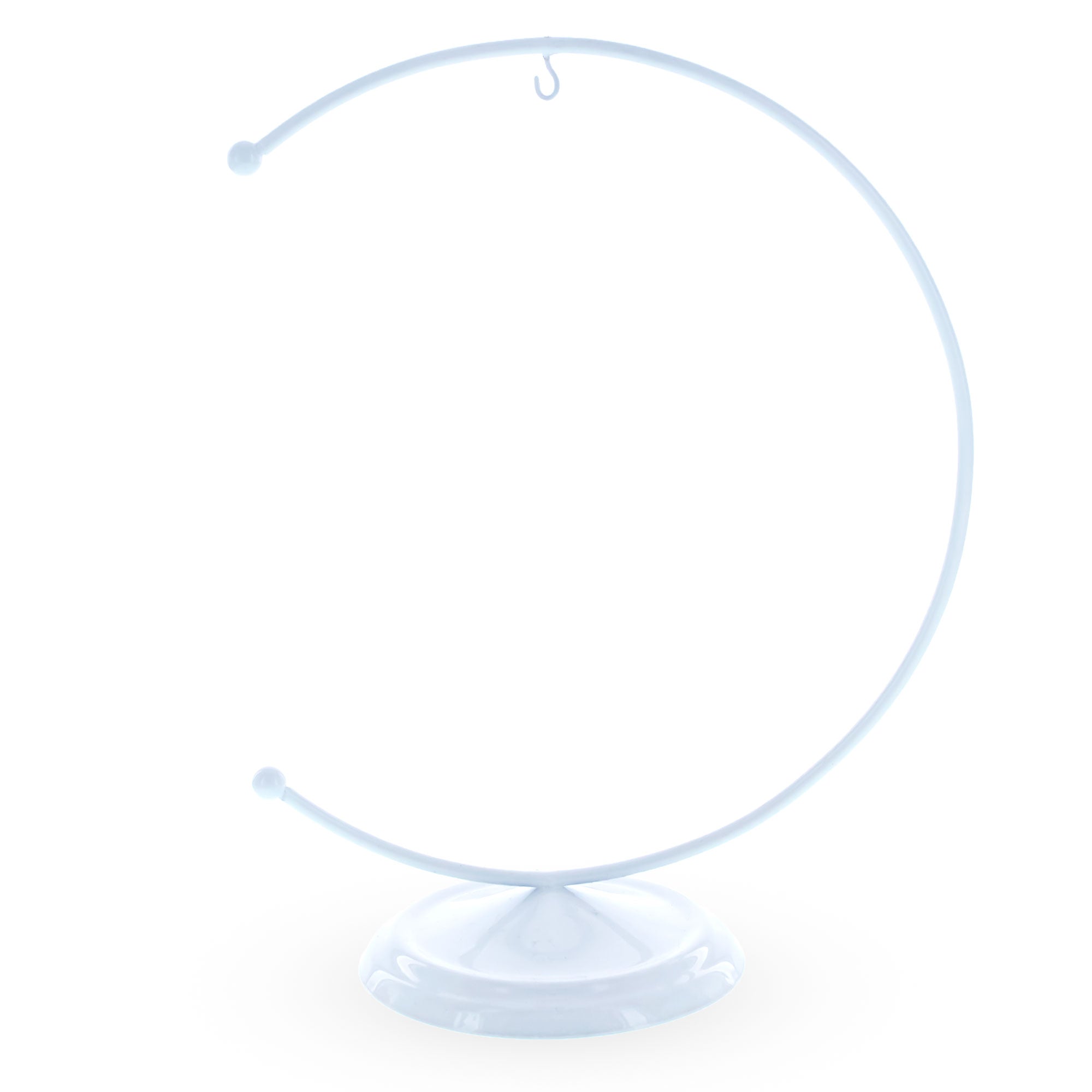 Crescent Moon White Painted Metal Ornament Display Stand 8.8 Inches (Poland) in White color