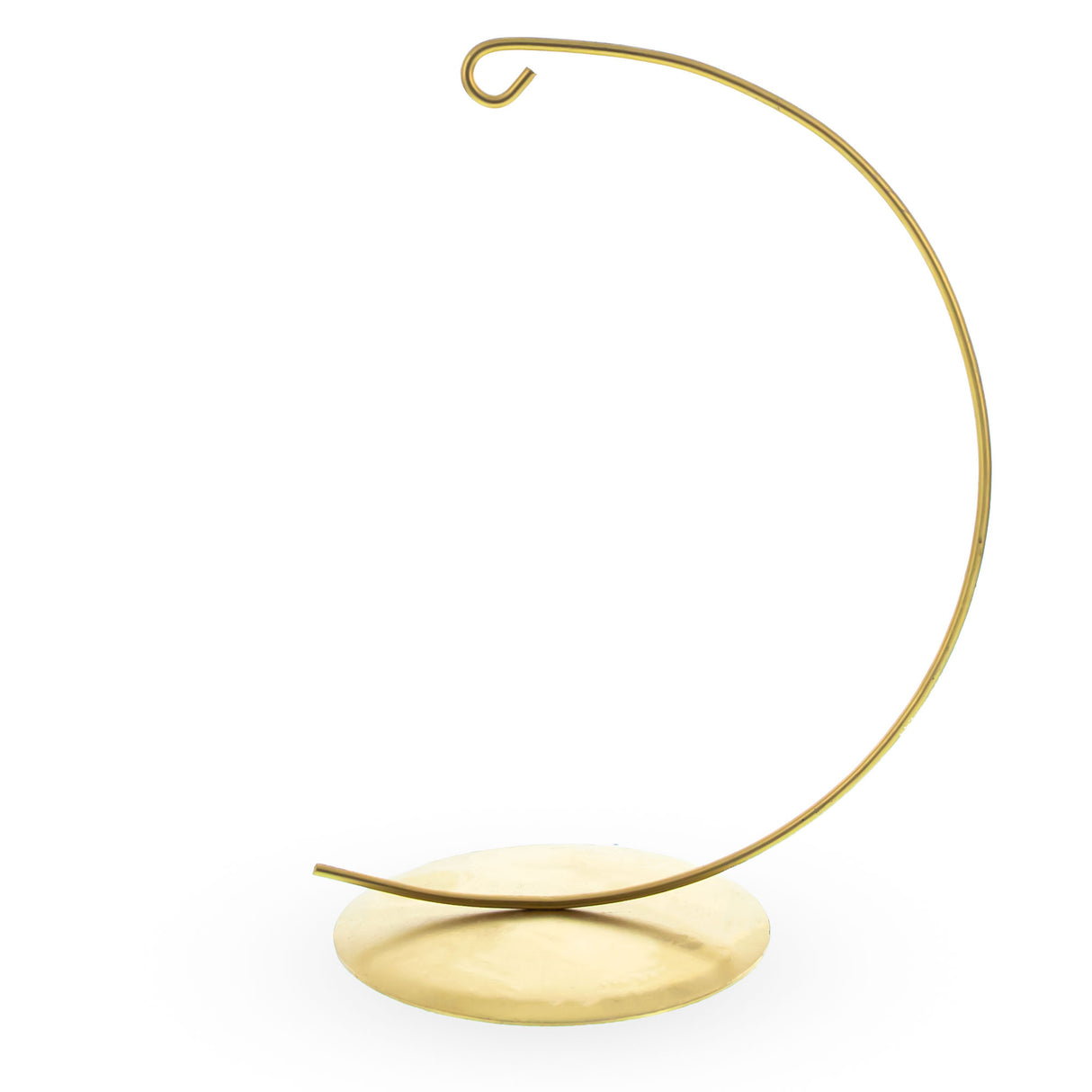 Elegant Curved Gold Metal Solid Round Base Ornament Display Stand 5.9 Inches in Gold color,  shape