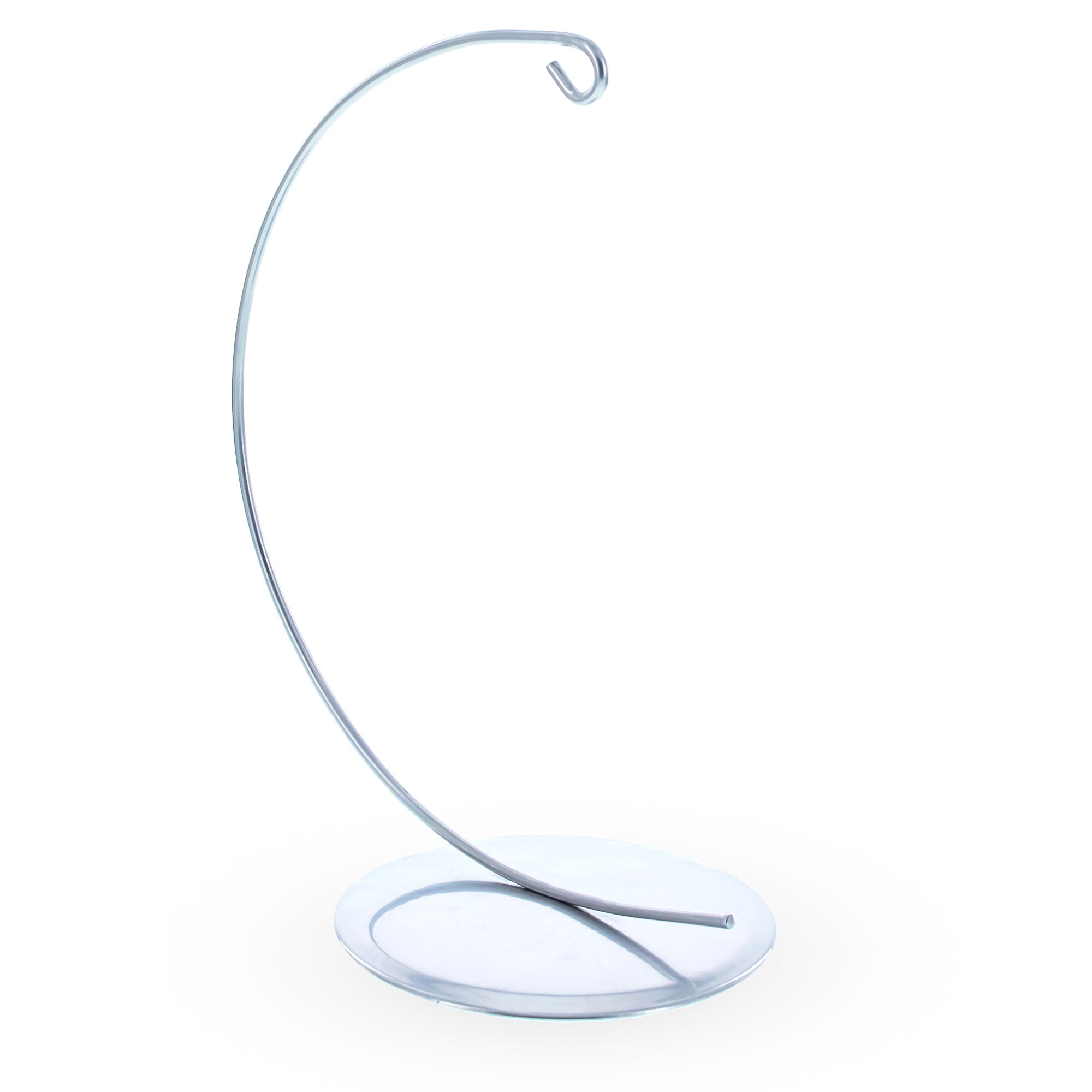 Solid Round Base Silver Metal Ornament Display Stand 7.8 Inches (Poland)Poland , dimensions in inches: 7.8 x 4.8 x 3