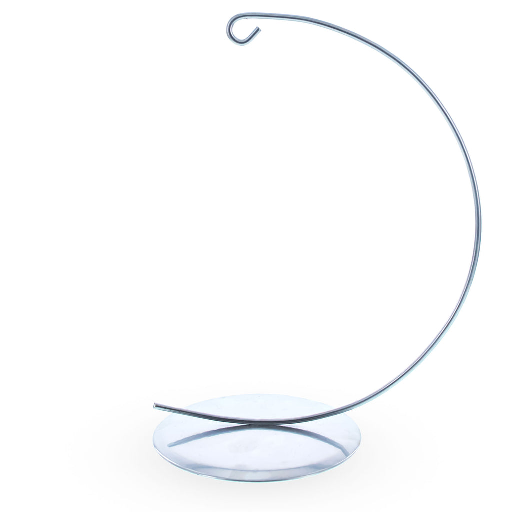 Solid Round Base Silver Metal Ornament Display Stand 7.8 Inches (Poland) in Silver color