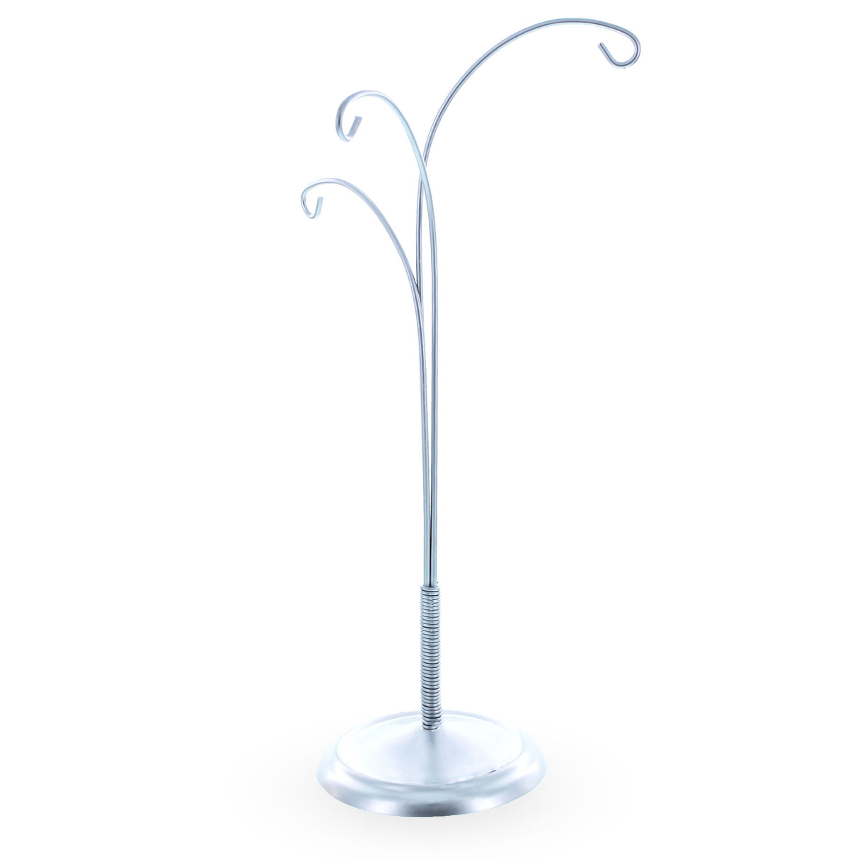 Three Hands Silver Metal Solid Round Base Ornament Display Stand 11 Inches in Silver color,  shape