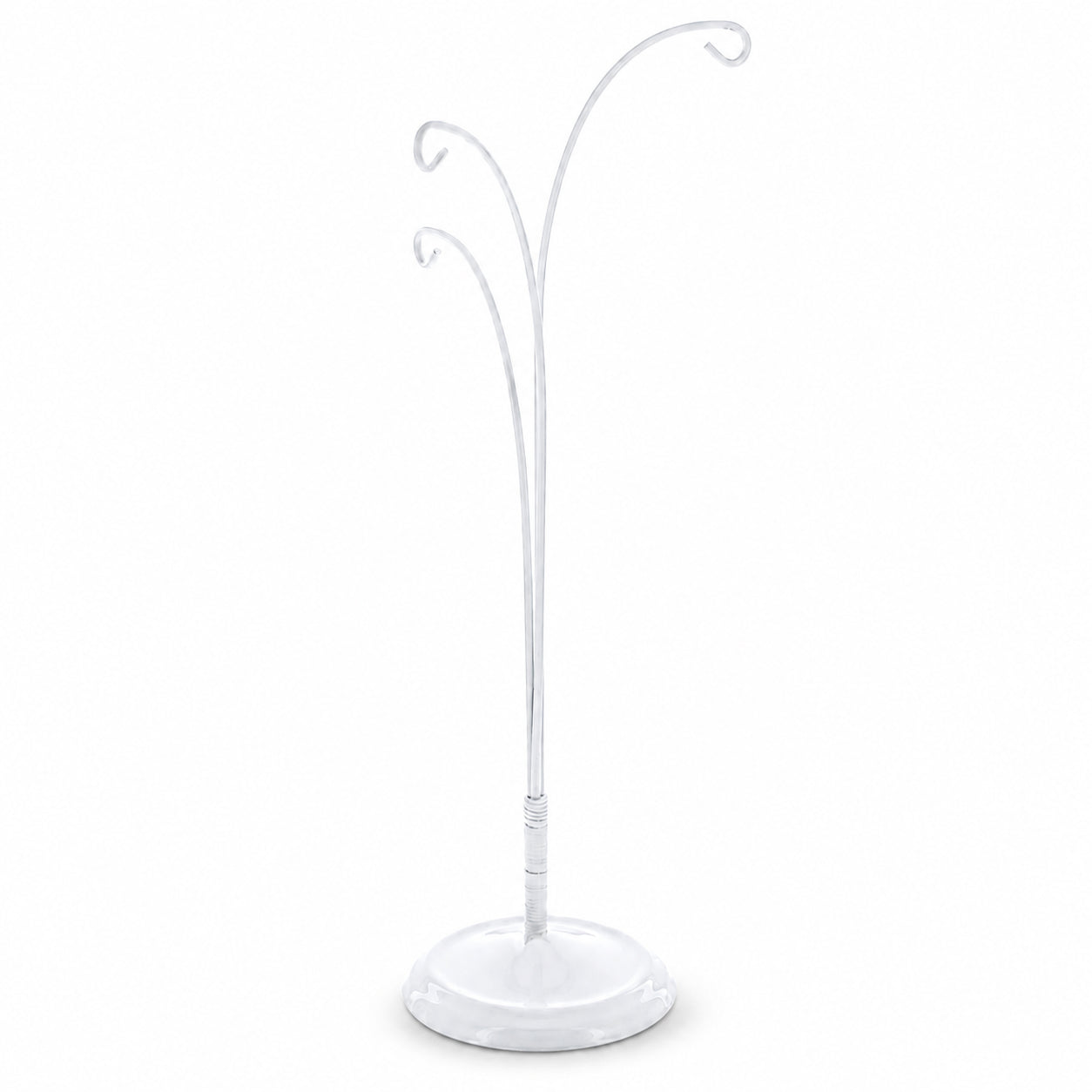3-Arm Botanical Style White Painted Metal Ornament Display Stand 12 Inches (Poland)Poland , dimensions in inches: 12 x 5 x 3