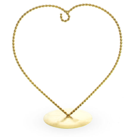Heart Shape Gold Metal Solid Round Base Ornament Display Stand 7 Inches in Gold color,  shape